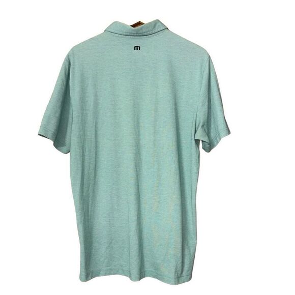 Travis Mathew Oh Snap Polo Shirt Mens Large L Heather Beryl Green Striped Casual - Picture 6 of 10
